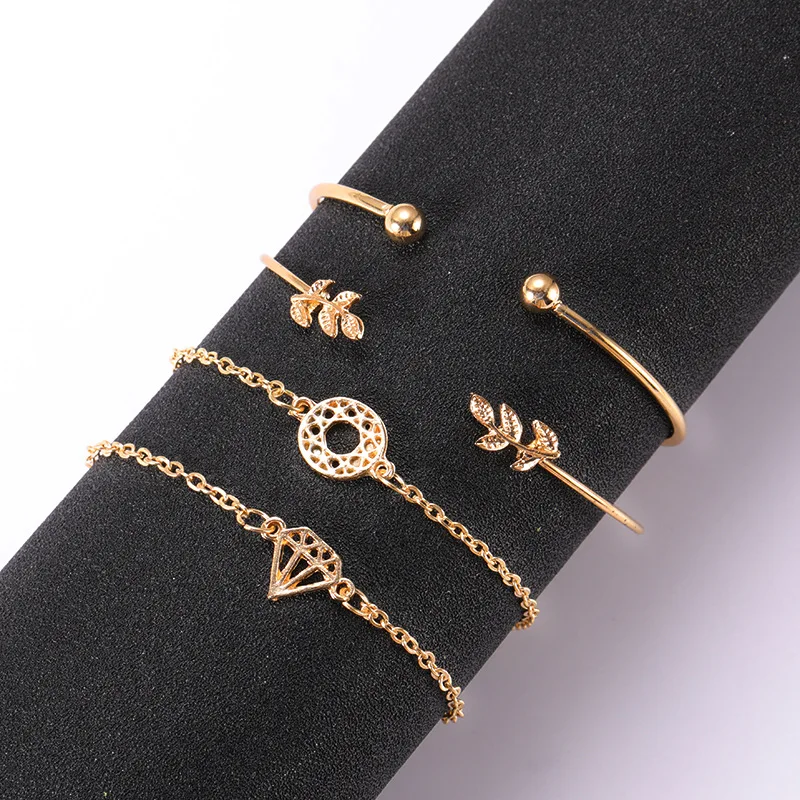 BUDROVKY New Fashion Circle Diamond Knotted Leaves Open Bracelet Bracelet Set Four-Piece Set Drop shipping
BUDROVKY New Fashion Circle Diamond Knotted Leaves Open Bracelet Bracelet Set Four-Piece Set Drop shipping