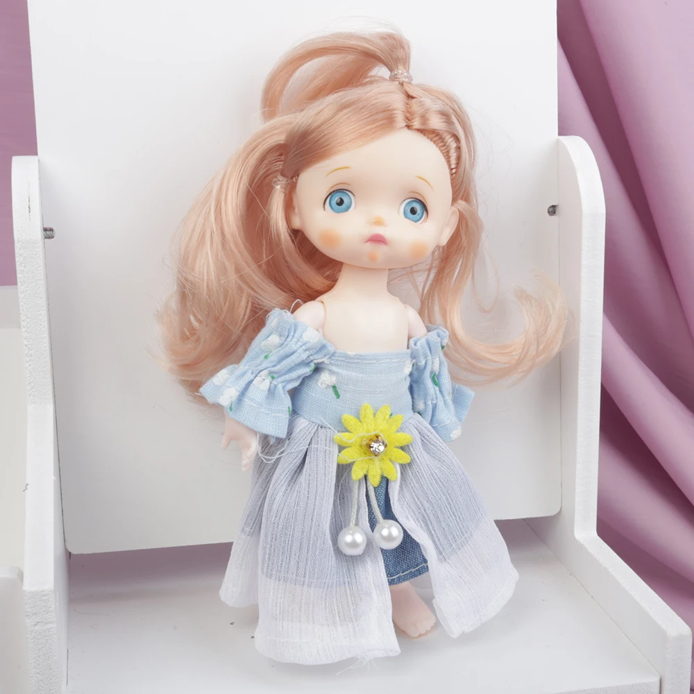 16cm Beauty Girl BJD Doll Cute Brown blue Eyeball yellow 13 Movable Joints Doll 6 Inch Makeup with Fashion Dress for Girls Toy
16cm Beauty Girl BJD Doll Cute Brown blue Eyeball yellow 13 Movable Joints Doll 6 Inch Makeup with Fashion Dress for Girls Toy