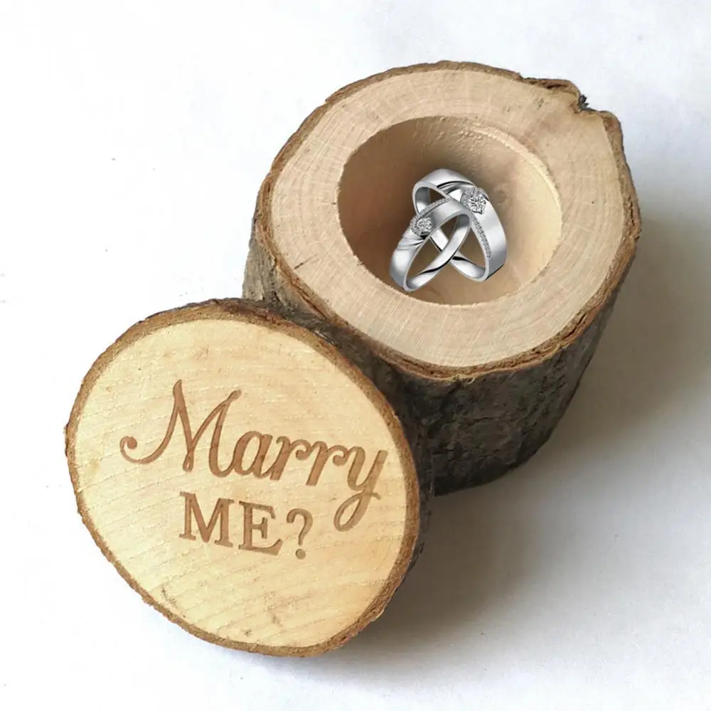 Hot Sales Rural Wedding Marry Me Wooden Ring Holder Engagement Valentine Jewelry Box Case
Hot Sales Rural Wedding Marry Me Wooden Ring Holder Engagement Valentine Jewelry Box Case