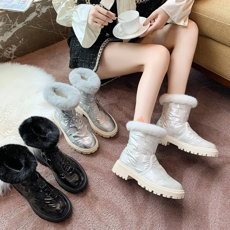2020 Winter Women's Boots Fashion Waterproof Snow Boots With Warm Plush Silver Footwear Mid-heel Platform Boots Woman Shoe
2020 Winter Women's Boots Fashion Waterproof Snow Boots With Warm Plush Silver Footwear Mid-heel Platform Boots Woman Shoe