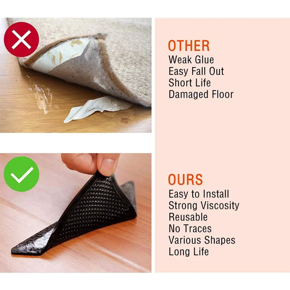 4Pcs/set Reusable Washable Rug Carpet Mat Grippers Non Slip Silicone Safety Bath Mat Grip Protect For Home Bathroom Living Room
4Pcs/set Reusable Washable Rug Carpet Mat Grippers Non Slip Silicone Safety Bath Mat Grip Protect For Home Bathroom Living Room
