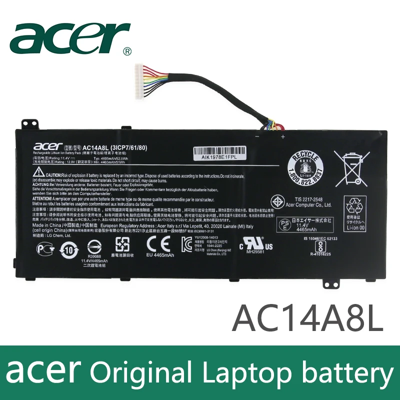 Оригинальный аккумулятор для ноутбука acer Aspire VN7 571 571G 591 591G 791G KT.0030G. 001 большой