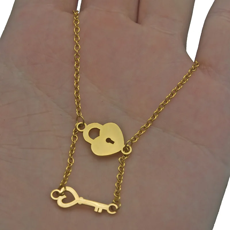 Stainless Steel Lover's Lock Key Charms Pendant Unique Bracelets Bangles Fashion Lover Heart Chain Couple Jewelry Findings Gifts
Stainless Steel Lover's Lock Key Charms Pendant Unique Bracelets Bangles Fashion Lover Heart Chain Couple Jewelry Findings Gifts