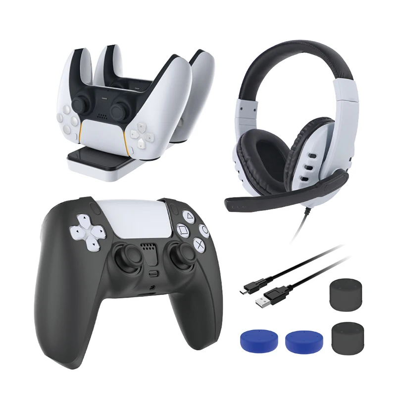 For Playstation 5 PS5 Charging Dock Stereo Headphone Type-C Cable Thumb Grips Silicone Case 8 In 1 Game Set
For Playstation 5 PS5 Charging Dock Stereo Headphone Type-C Cable Thumb Grips Silicone Case 8 In 1 Game Set