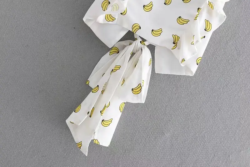 Newest women banana print back bow tie square collar crop top ruffles decorate sweet female stylish short blouses
Newest women banana print back bow tie square collar crop top ruffles decorate sweet female stylish short blouses
