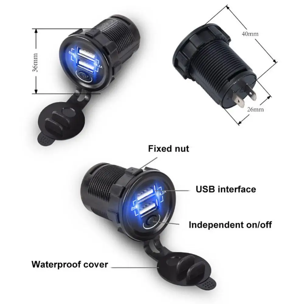 12V-24V Car Vehicle Dual USB Phone Tablet Charger Power Adapter with Switch
12V-24V Car Vehicle Dual USB Phone Tablet Charger Power Adapter with Switch