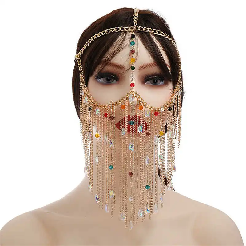 2021 New Design Crystal Masquerade Face Mask Chain Women Punk Party Jewelry Tassle Head Band Hair Accessories
2021 New Design Crystal Masquerade Face Mask Chain Women Punk Party Jewelry Tassle Head Band Hair Accessories