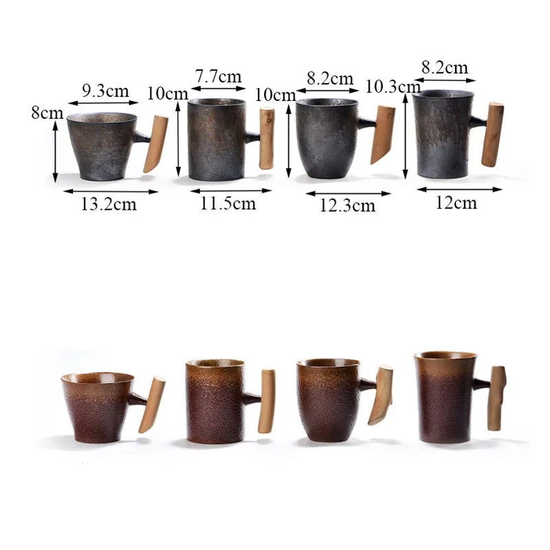 Japanese-style Vintage Ceramic Coffee Mug Tumbler Rust Glaze Tea Milk Beer Mug with Wood Handle Water Cup Home Office Drinkware
Japanese-style Vintage Ceramic Coffee Mug Tumbler Rust Glaze Tea Milk Beer Mug with Wood Handle Water Cup Home Office Drinkware
