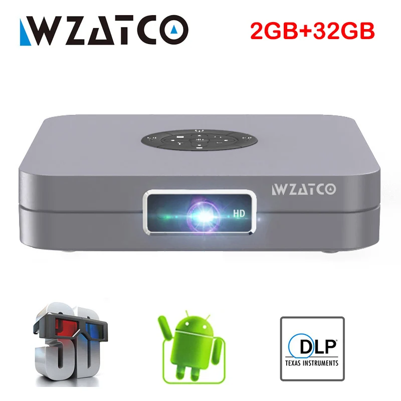 Цифровой мини-проектор WZATCO D1 поддержка Full HD 1920x1080P 32 ГБ Android 7 1 5G Wi-Fi AC3 3LED проектор |