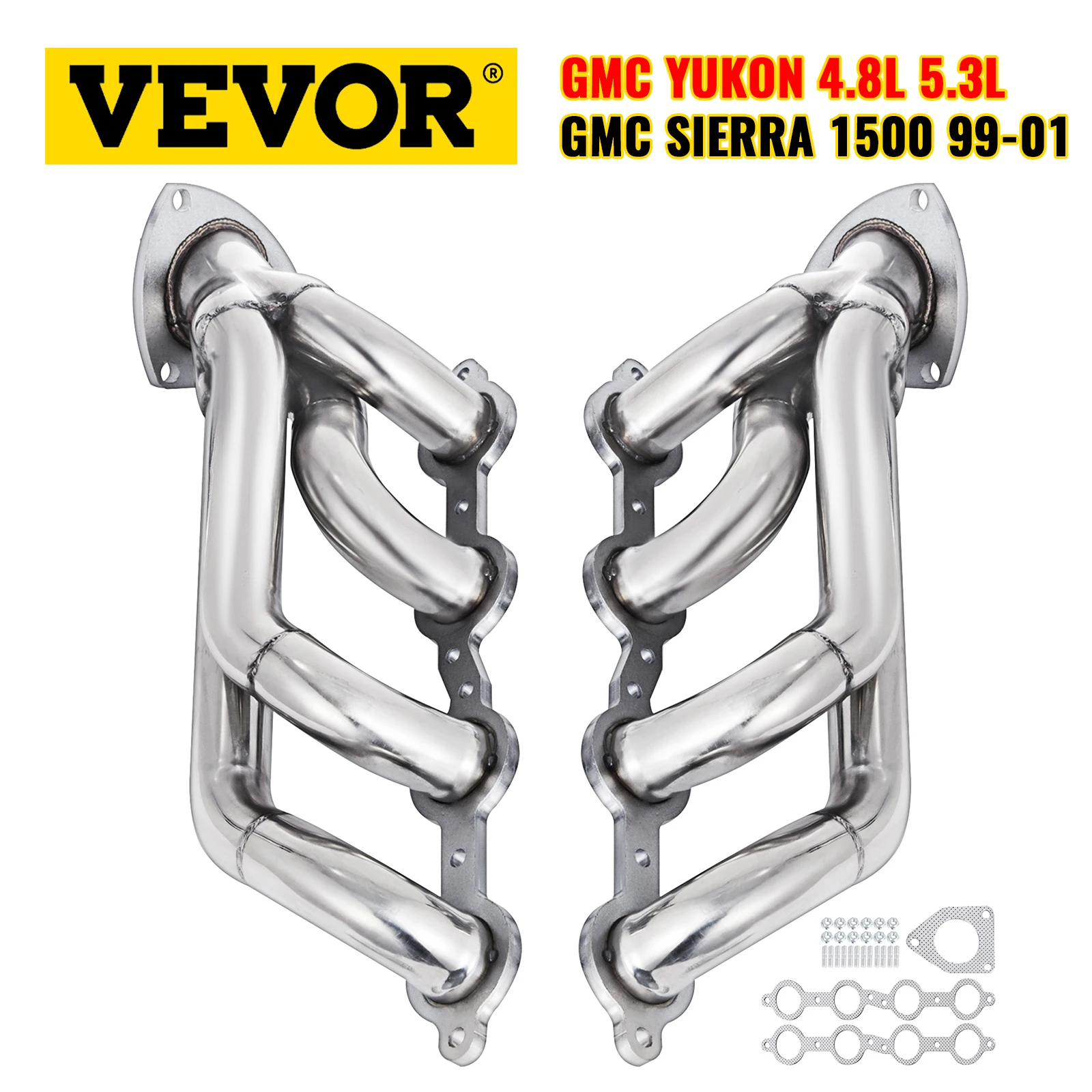 VEVOR Exhaust Header for GMC Yukon 4.8L 5.3L/ Sierra 1500 Sliver Long Tube Header Exhaust Manifold Set with Gaskets and Bolts
VEVOR Exhaust Header for GMC Yukon 4.8L 5.3L/ Sierra 1500 Sliver Long Tube Header Exhaust Manifold Set with Gaskets and Bolts
