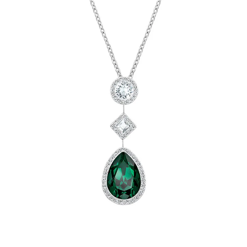 

SWA 2019 Fashion New FLUO Pendant Necklace Glittering Green Large Crystal Female Clavicle Gives Lovers the Best Gift