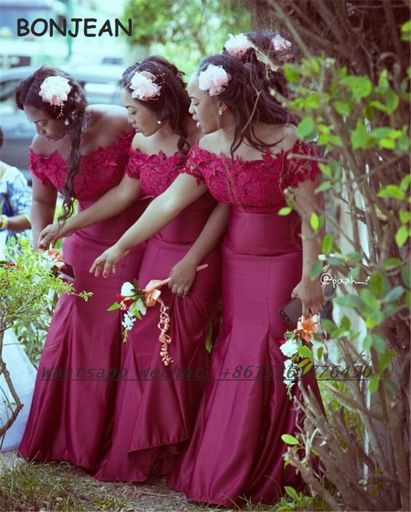 2021 Lace Bridesmaid Dresses Mermaid Off-The-Shoulder South African Elastic Satin Lace Up Black Girls Bridesmaid Dress
2021 Lace Bridesmaid Dresses Mermaid Off-The-Shoulder South African Elastic Satin Lace Up Black Girls Bridesmaid Dress