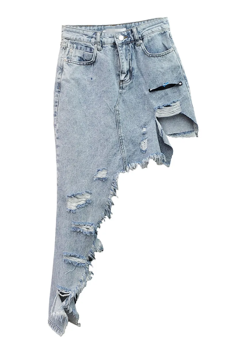 2021 Spring and Summer New High Waist Denim Skirt Irregular Holed Female Skirt Slimming Skirt for Women
2021 Spring and Summer New High Waist Denim Skirt Irregular Holed Female Skirt Slimming Skirt for Women