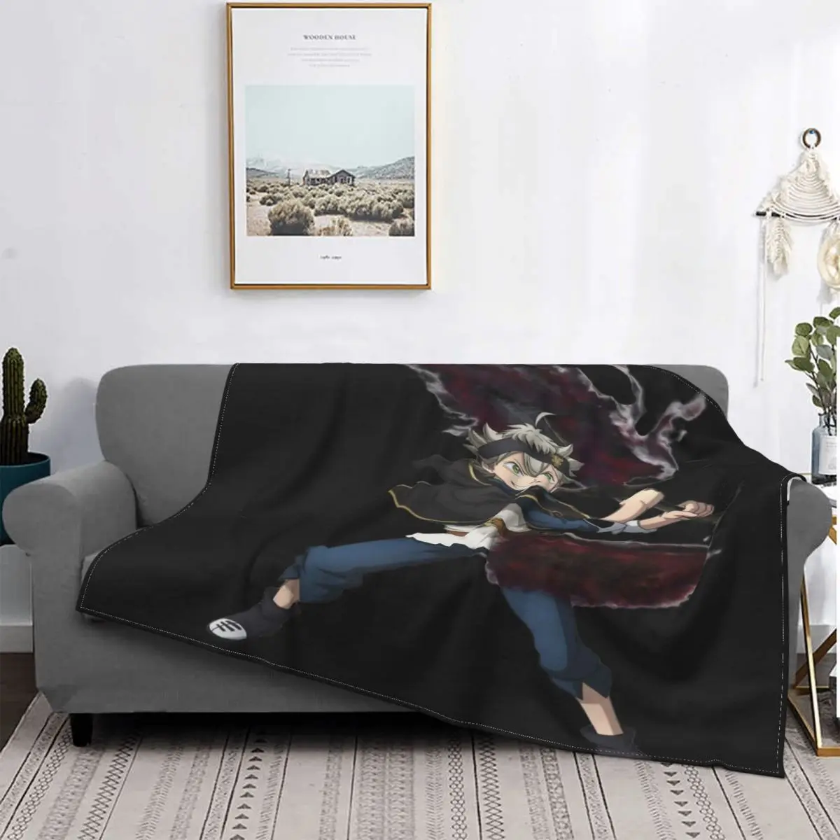 

Manta de Asta Of Black Clover Satan 1, para cama colcha, alfombra a cuadros, manta para sofá, Sudadera con capucha en la cama