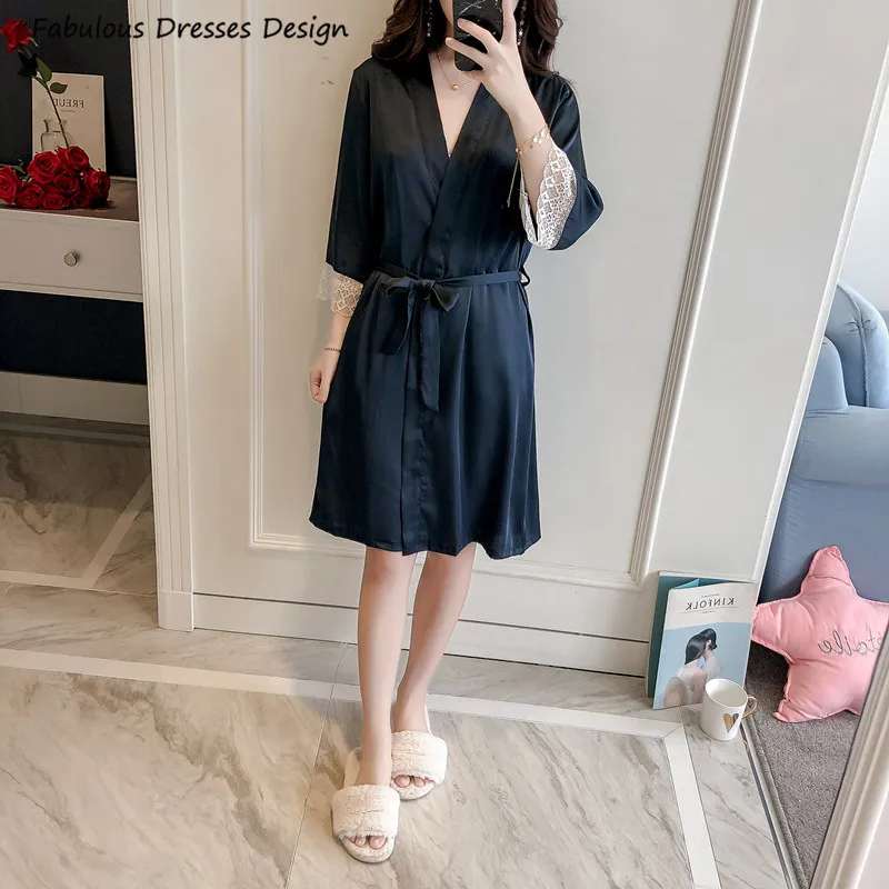 Navy Blue Knee Length Bridesmaid Dresses Bride Robes 2021 Wholesale Three Quarter Sleeves V Neck Nightgown Nightdress Bathrobe
Navy Blue Knee Length Bridesmaid Dresses Bride Robes 2021 Wholesale Three Quarter Sleeves V Neck Nightgown Nightdress Bathrobe