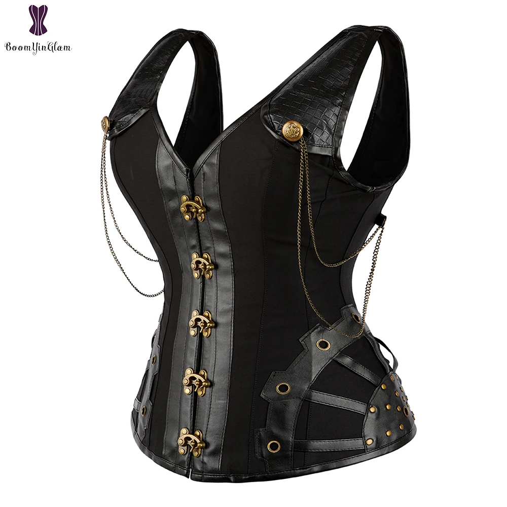 

Steampunk Corset Sexy Bustier Top Gothic Leather Overbust Corselet Vest Shaper Women Body Shapewear Slimming Belly Sheath