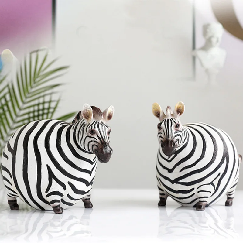 

Resin Fat Zebra Figurines Nordic Modern Ornaments Desktop Zebra Model Home Room Office Animal Statue Decoration