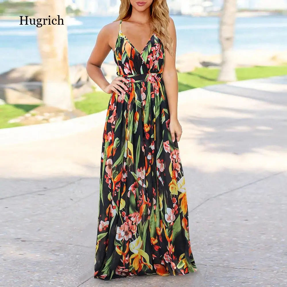 Women Sling Floral Long Dresses Summer V-Neck Backless Floarl Print Party Beach Boho Maxi Dress Sexy Party Sundress Lady
Women Sling Floral Long Dresses Summer V-Neck Backless Floarl Print Party Beach Boho Maxi Dress Sexy Party Sundress Lady