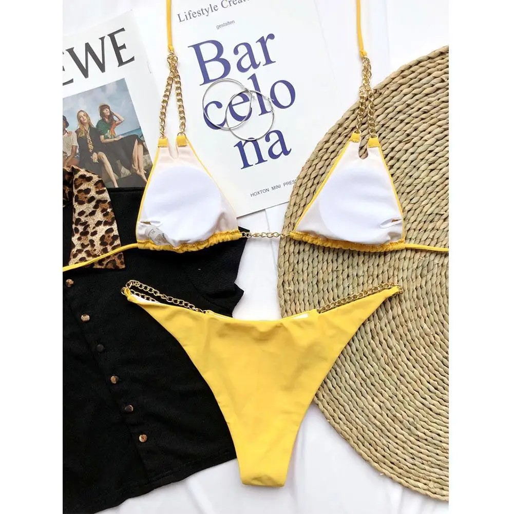 Swimsuit Women's Sexy Split Chain Color Hanging Neck Piece Strap Swimsuit Suit Two Bikini Wholesale Swimwear V2K9 
Swimsuit Women's Sexy Split Chain Color Hanging Neck Piece Strap Swimsuit Suit Two Bikini Wholesale Swimwear V2K9