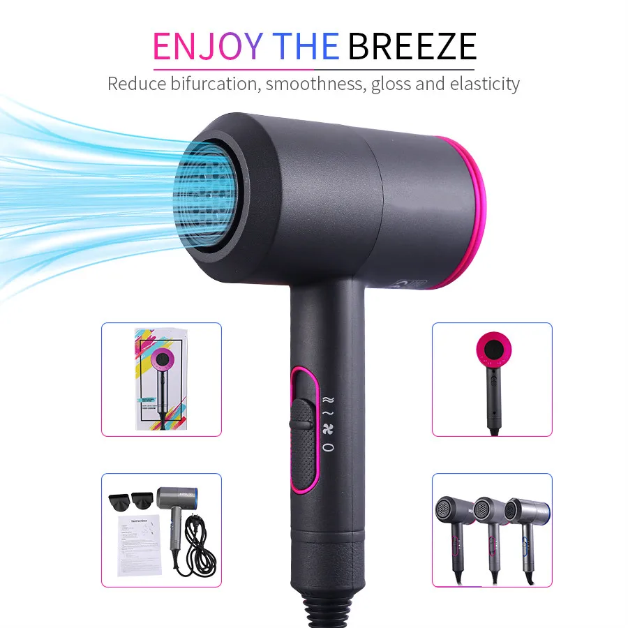 

2000W Professional Salon Hair Dryer 2 in 1 Hot Air Brush Hair Dryers Negative Ionic Hair Blow Dryer Strong Wind Hot Dryer