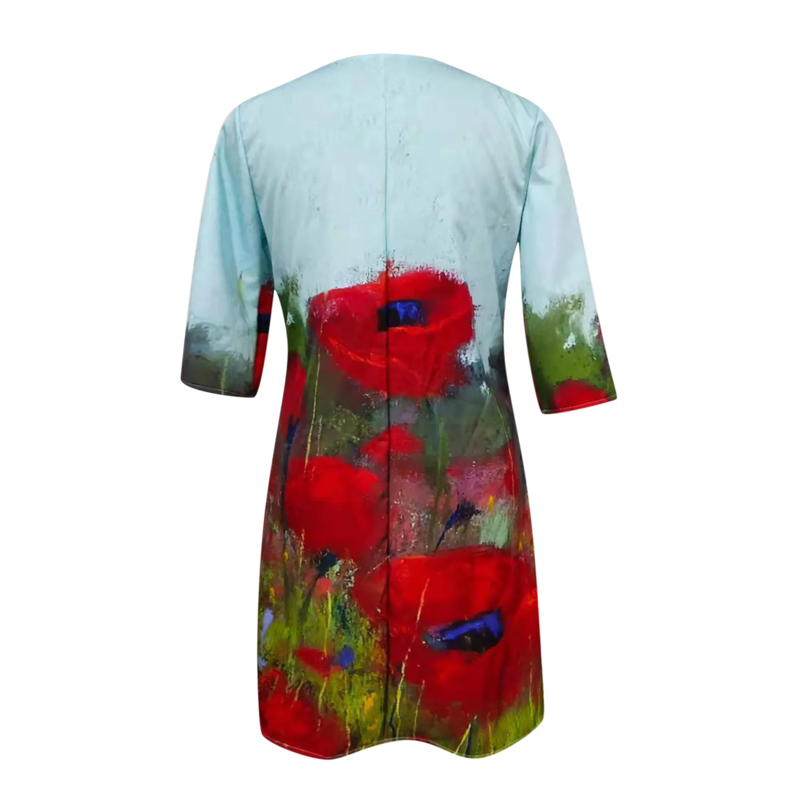 40# Casual Half Sleeve Dress V-neck Straight Cotton Summer Dress Vintage Knee Length Dress Floral Printed Women Clothing Vestido
40# Casual Half Sleeve Dress V-neck Straight Cotton Summer Dress Vintage Knee Length Dress Floral Printed Women Clothing Vestido