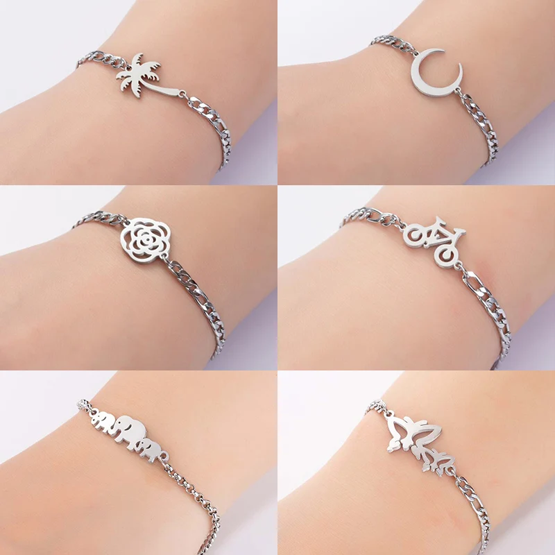 Silver Color Bohemian Moon Coconut Rose Bracelet Femme Stainless Steel Friendship Bracelets for Women Men Armband pulseria mujer
Silver Color Bohemian Moon Coconut Rose Bracelet Femme Stainless Steel Friendship Bracelets for Women Men Armband pulseria mujer