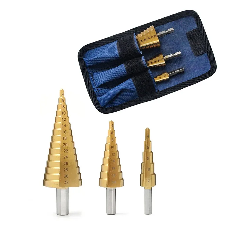 3pcs HSS Straight Groove Step Drill Bit 4-12 4-20 4-32 Drilling Power Tools Metal High Speed Steel Wood Hole Cutter Cone Drill
3pcs HSS Straight Groove Step Drill Bit 4-12 4-20 4-32 Drilling Power Tools Metal High Speed Steel Wood Hole Cutter Cone Drill