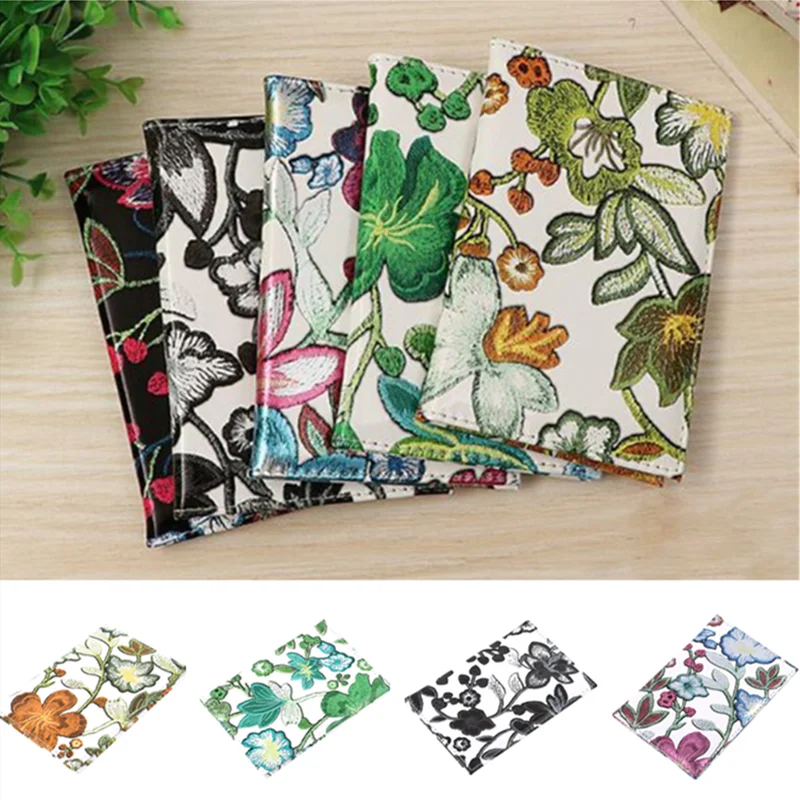 

1PC Multifunction Vintage Embroidered Flower Passport Case Passport Cover Traveling Portable Air Tickets Visiting Card Holder