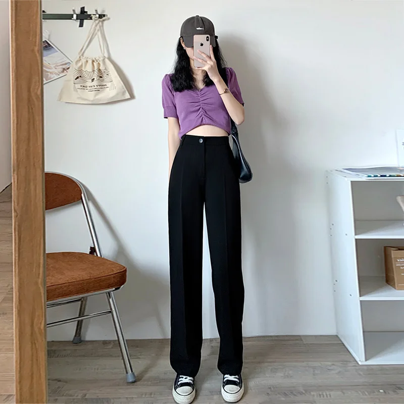 Suit Pants Black Suit Wide-Leg Pants Women's Summer High Waist Draping Spring and Autumn Small Suit Pants Thin Ins Fashion Pants
Suit Pants Black Suit Wide-Leg Pants Women's Summer High Waist Draping Spring and Autumn Small Suit Pants Thin Ins Fashion Pants