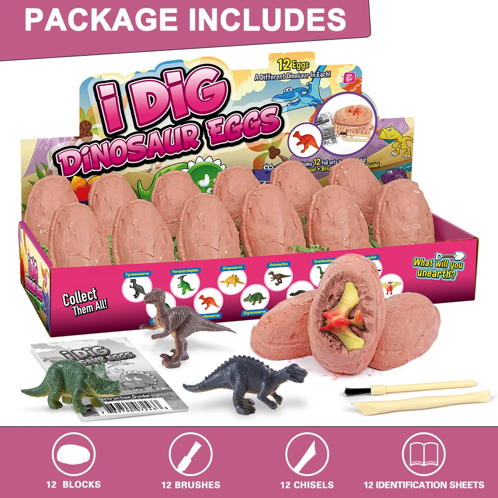 12 x Dino Eggs Dig Up Dinosaur Figures Excavation Kit STEM Science Educational Toys for Children Gift
12 x Dino Eggs Dig Up Dinosaur Figures Excavation Kit STEM Science Educational Toys for Children Gift
