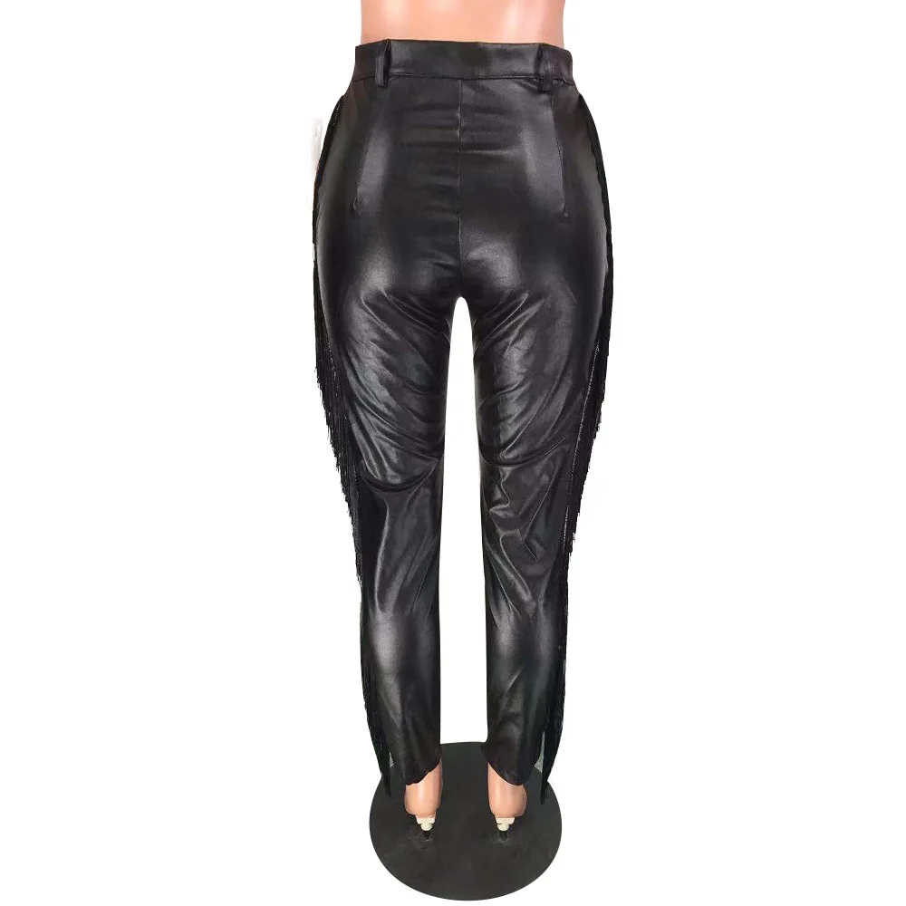 Casual Black Pants Women Slim Tassels High Elastic PU Leather Pencil Pants Autumn and Winter Sexy Trousers Club Wear Streetwear
Casual Black Pants Women Slim Tassels High Elastic PU Leather Pencil Pants Autumn and Winter Sexy Trousers Club Wear Streetwear
