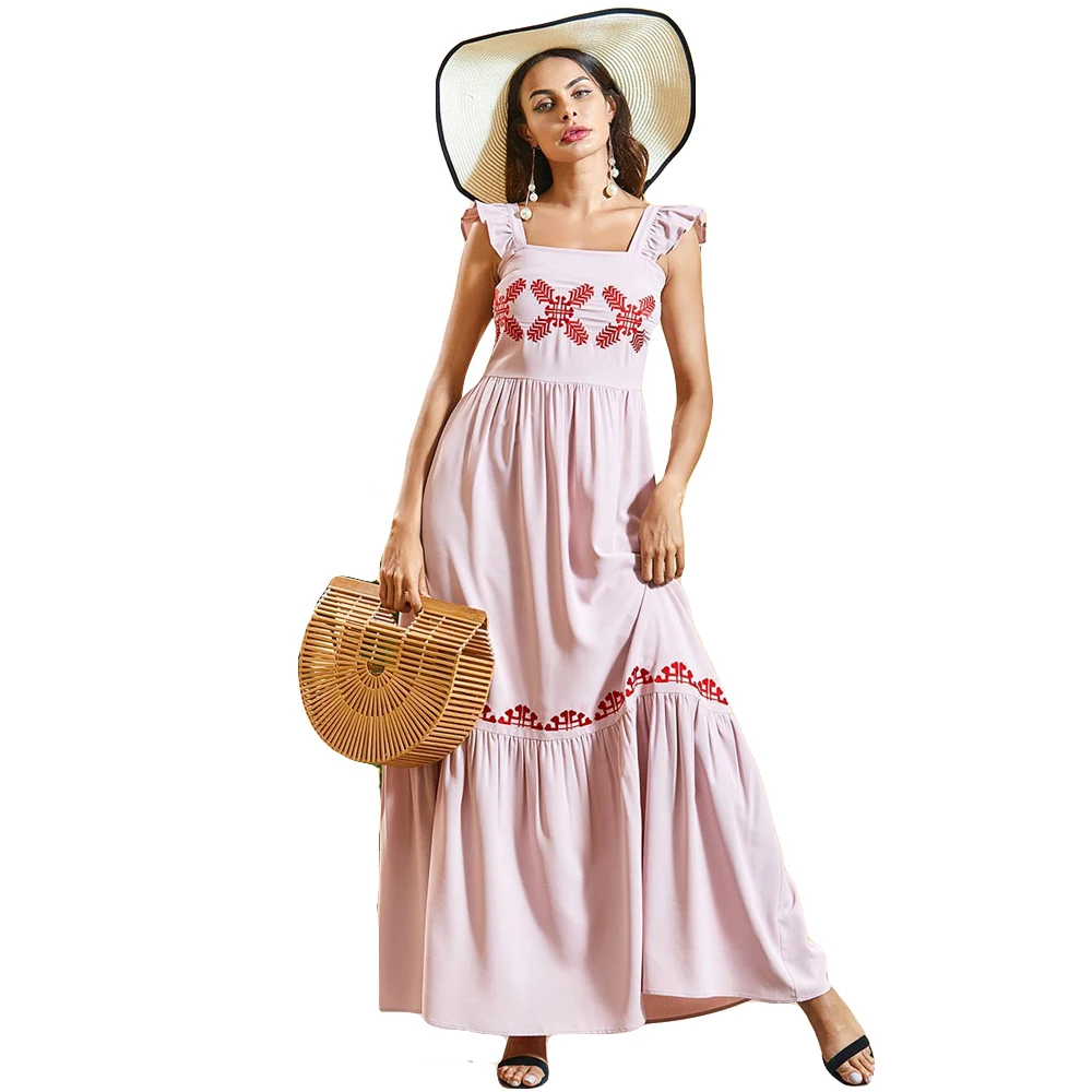 Women Sleeveless Maxi Sling Dress Embroidery Kaftan Islamic Long Robe Casual Loose Dresses Beach Laidy Fashion Clothing Summer
Women Sleeveless Maxi Sling Dress Embroidery Kaftan Islamic Long Robe Casual Loose Dresses Beach Laidy Fashion Clothing Summer