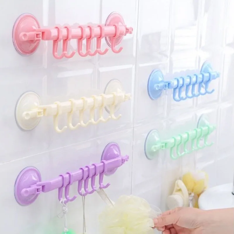 6 suction cups with hooks, free of nails, traceless kitchen wall, bathroom towel rack, six hooks 
6 suction cups with hooks, free of nails, traceless kitchen wall, bathroom towel rack, six hooks