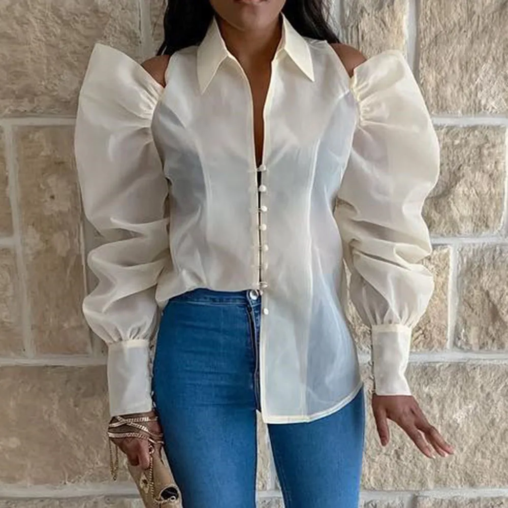 Sexy Blouse Women Tops Fashion Lapel See Through Club Long Sleeve Office Oversize White Shirt 2021 Spring Elegant Female Tee New
Sexy Blouse Women Tops Fashion Lapel See Through Club Long Sleeve Office Oversize White Shirt 2021 Spring Elegant Female Tee New