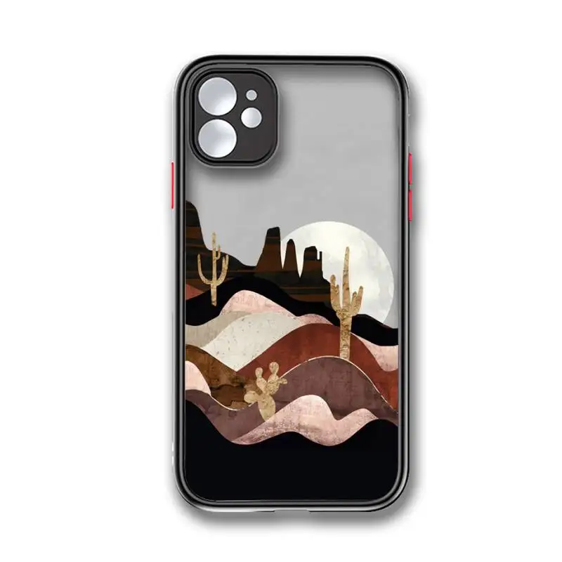 

Hand-painted landscape painting Phone Case Colorful Bumper Shockproof Trasparent For iPhone 12 11 Pro Max XR X XS 7 8 Plus Cover