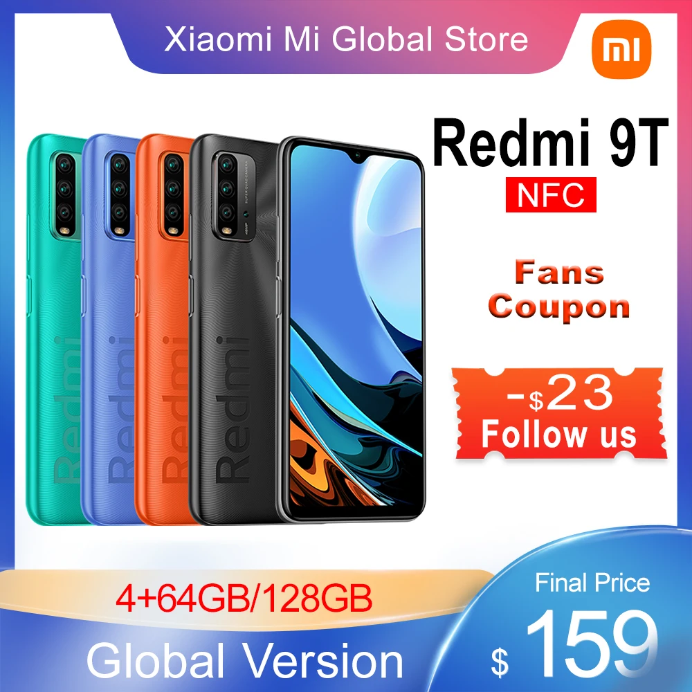 Смартфон Xiaomi Redmi 9 T, 4 + 64/128 ГБ, Snapdragon 662, 6000 мА · ч, 6,53 дюйма, FHD +, MIUI 12 
Смартфон Xiaomi Redmi 9 T, 4 + 64/128 ГБ, Snapdragon 662, 6000 мА · ч, 6,53 дюйма, FHD +, MIUI 12