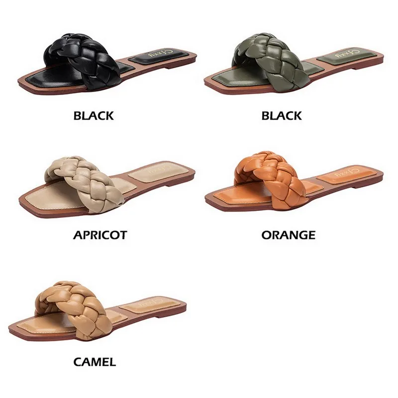 2021 Woven Slippers Women Slip On Slides Fashion Brand Square Toe Leather Flat Sandals Female Outdoor Casual Slippers Flip Flops
2021 Woven Slippers Women Slip On Slides Fashion Brand Square Toe Leather Flat Sandals Female Outdoor Casual Slippers Flip Flops