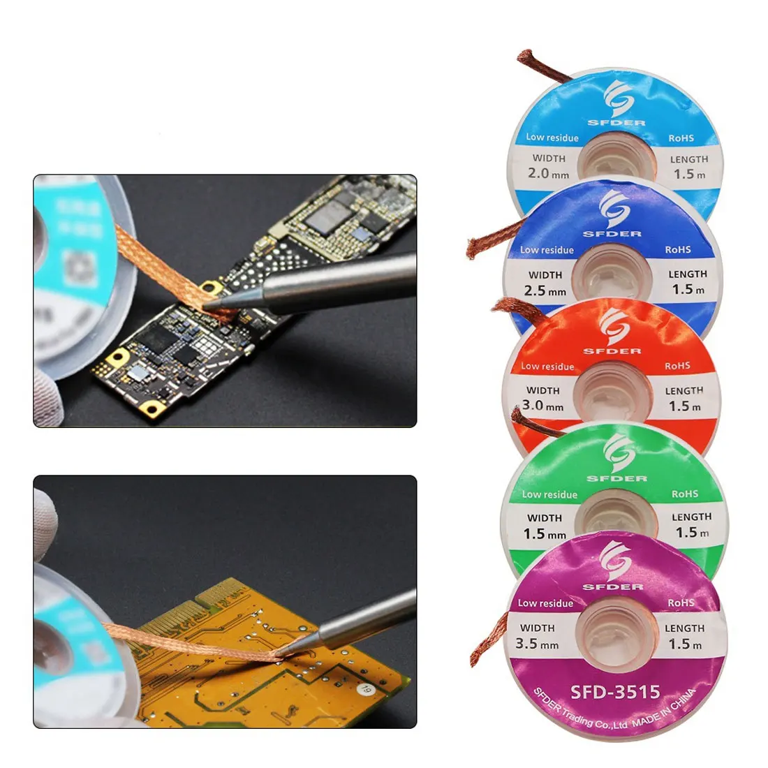 Soldering Lead Wire Repair Tool Desoldering Tin Absorption Wire 1.5-3.5mm Solder Wire 1.5M 99.9% Pure Copper Mobile Phone Mother
Soldering Lead Wire Repair Tool Desoldering Tin Absorption Wire 1.5-3.5mm Solder Wire 1.5M 99.9% Pure Copper Mobile Phone Mother