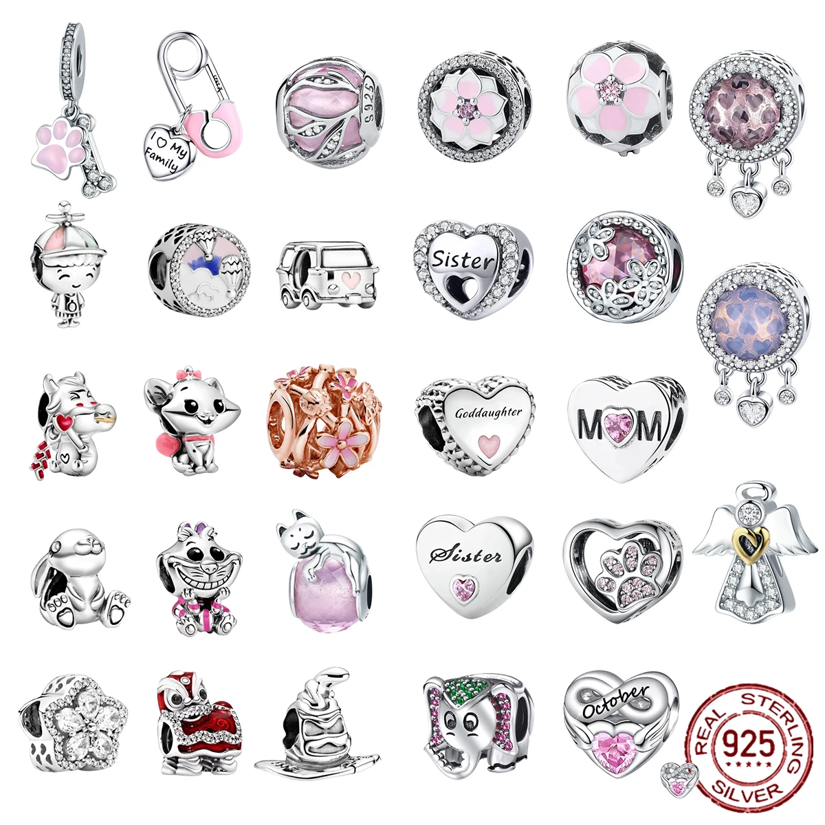 925 Silver Pink Series Peach Blossom Heart-shaped Locking Beads Charm Fit Original Pandora Charms Bracelet DIY Jewelry For Women
925 Silver Pink Series Peach Blossom Heart-shaped Locking Beads Charm Fit Original Pandora Charms Bracelet DIY Jewelry For Women