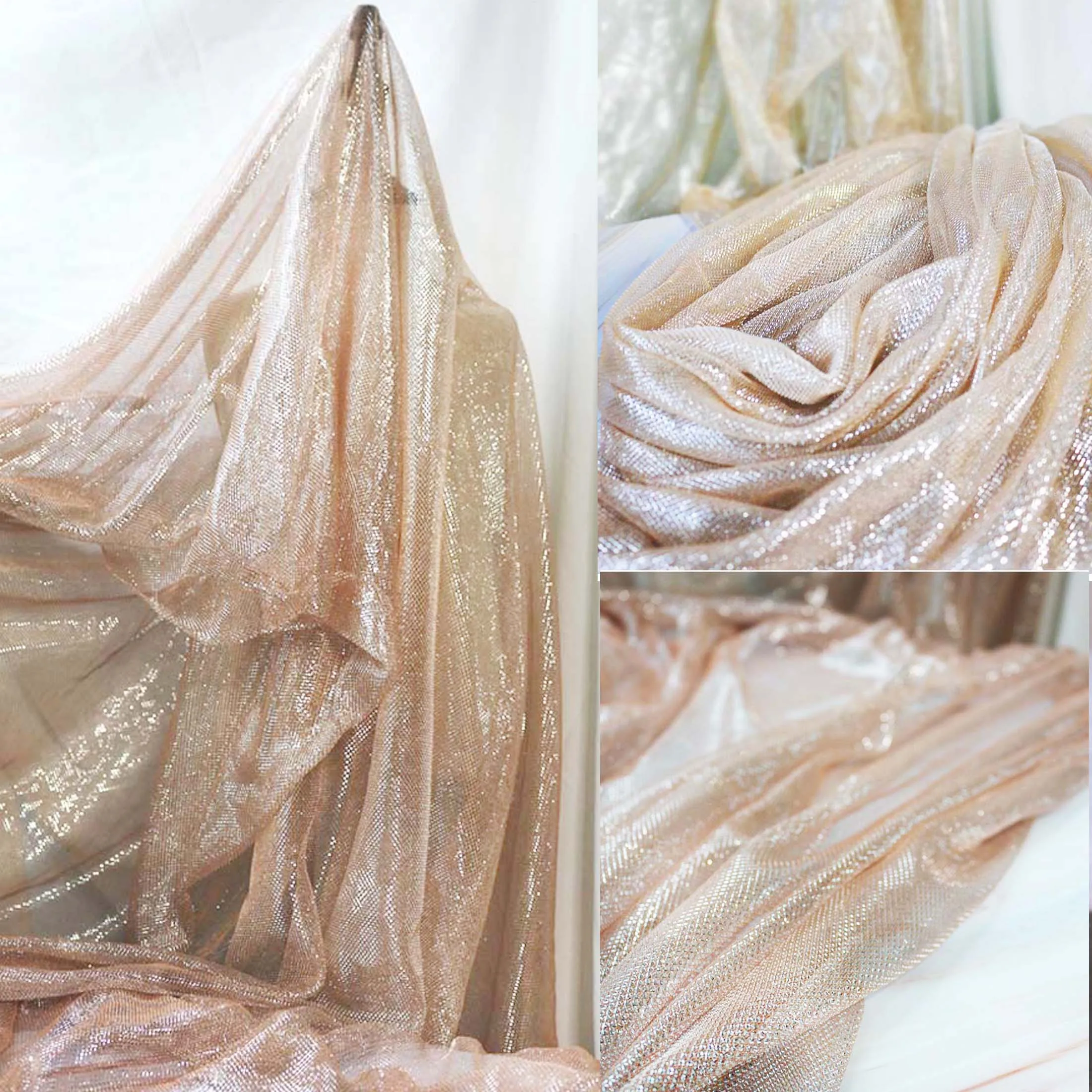 1yard*1.6M Rose gold hollow mesh seethrough cloth bright silk wedding dress laser Diy sewing designer clothing fabric wholesale
1yard*1.6M Rose gold hollow mesh seethrough cloth bright silk wedding dress laser Diy sewing designer clothing fabric wholesale