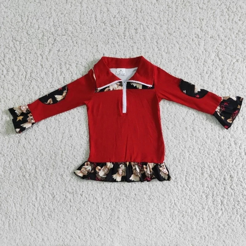 Wholesale Toddler Clothes Red Cow Casual Shirt Ruffle Sleeves Baby Girl Tee Lapel Tops Children Boutique Fashion Zipper Clothing
Wholesale Toddler Clothes Red Cow Casual Shirt Ruffle Sleeves Baby Girl Tee Lapel Tops Children Boutique Fashion Zipper Clothing