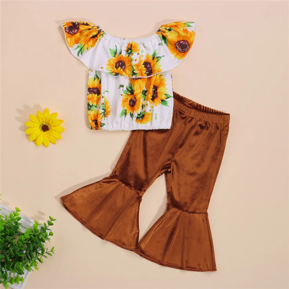 Girl’s T-shirt and Trousers Suit Fashion Sunflower Tops and Trumpet Pants Kid Girls Summer Casual Clothes Toddler Set
Girl’s T-shirt and Trousers Suit Fashion Sunflower Tops and Trumpet Pants Kid Girls Summer Casual Clothes Toddler Set