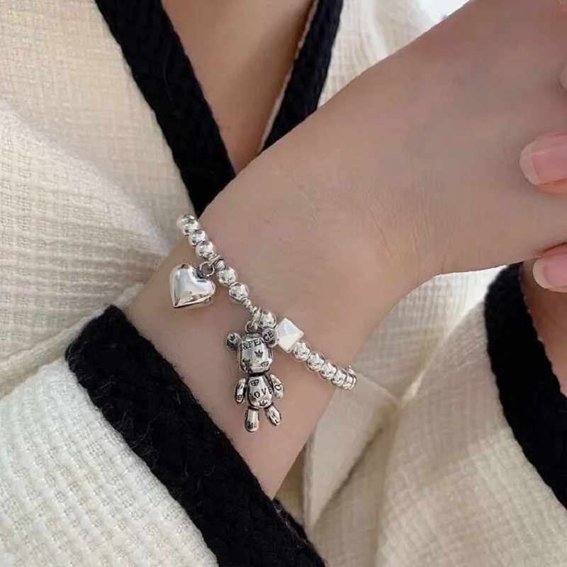 2021 New S925 Sterling Silver Korean Love Bear Silver Bead Retro Bracelet Female Summer Simple Ins Niche Design Net Red Bracelet
2021 New S925 Sterling Silver Korean Love Bear Silver Bead Retro Bracelet Female Summer Simple Ins Niche Design Net Red Bracelet