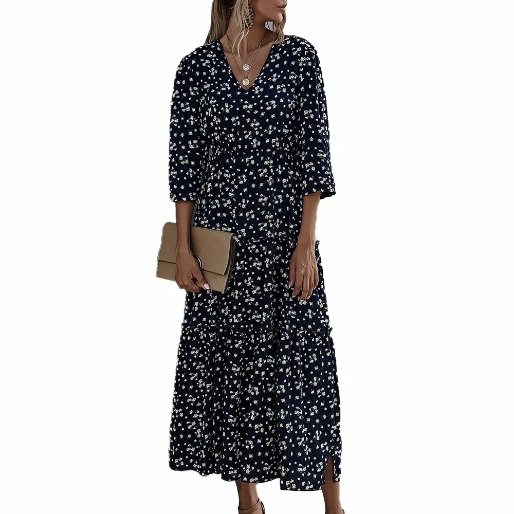 Fashion Elegant Women Dress Summer Casual V-collar Printed Female Dresses Short Sleeved Vintage Vestidos 2021
Fashion Elegant Women Dress Summer Casual V-collar Printed Female Dresses Short Sleeved Vintage Vestidos 2021