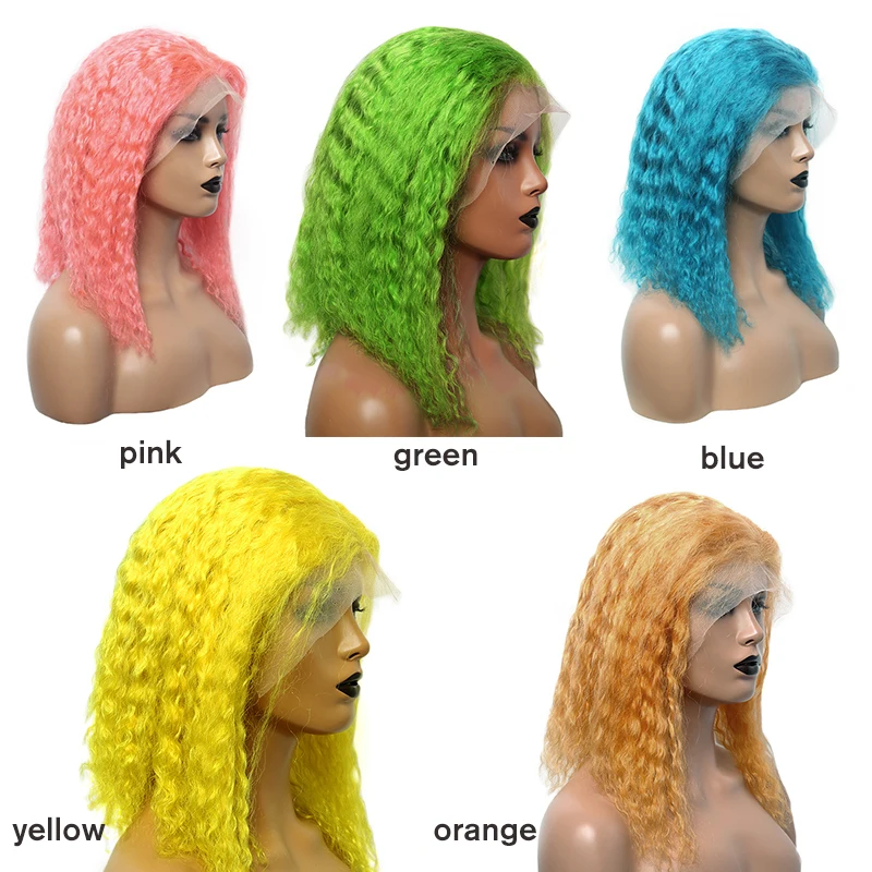 Colorful Short Bob Lace Front Human Hair Wigs For Women Brazilian Curly Pink/Orange/Yellow/Green/Blue Remy Lace Front Wig CARA
Colorful Short Bob Lace Front Human Hair Wigs For Women Brazilian Curly Pink/Orange/Yellow/Green/Blue Remy Lace Front Wig CARA