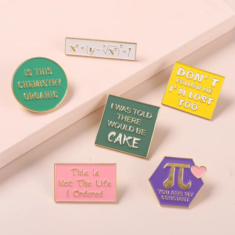 

Novel Funny Quote Geometry Enamel Pins Social Anxiety Introvert Chemical Science Lover Brooches Bag Hat Lapel Pin Badge Jewelry