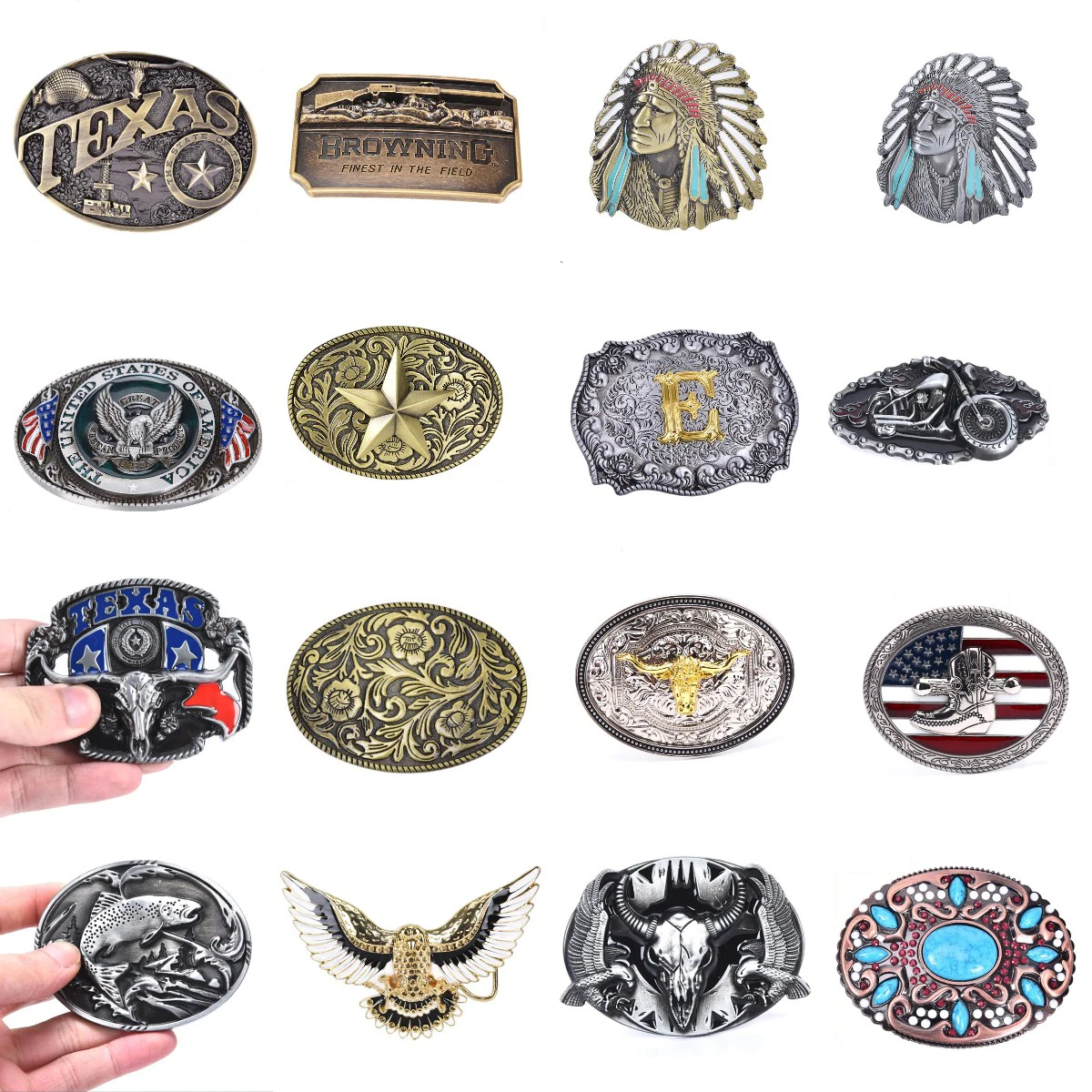 1PCS Mens' Belt Buckle Gold Metal Belt Buckle Western Cowboy Flower Bottom Cow Flying Eagle Belt Buckle Jeans Accessories
1PCS Mens' Belt Buckle Gold Metal Belt Buckle Western Cowboy Flower Bottom Cow Flying Eagle Belt Buckle Jeans Accessories