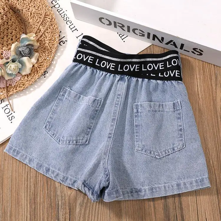 Комплект одежды для девочек-подростков летний короткий топ футболка + джинсовые