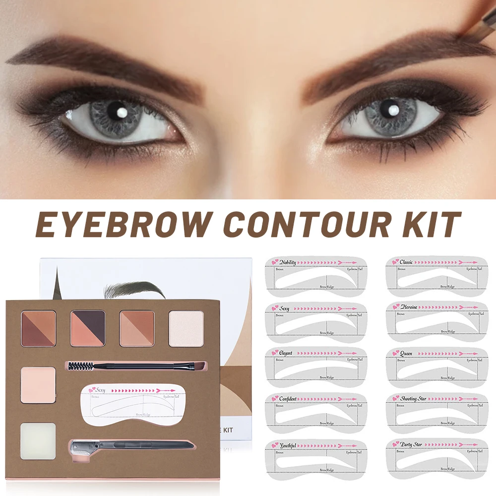 

2022 Eyebrow Contour Palette Eye Brow Powder Kit With Brow Styling Soap Eyebrows Stencils Highlighter Trimmer Brush Makeup Set