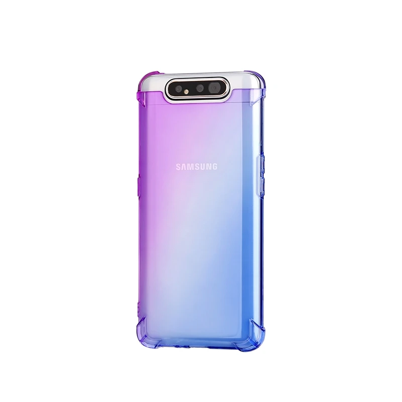 Ударопрочный градиентный цвет термополиуретан чехол для samsung Galaxy A80 прозрачный